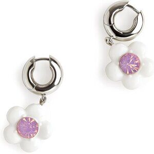 Betsey Johnson Women's Daisy Charm Huggie Earrings